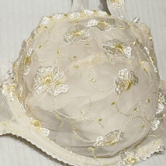 Prima Donna 38C Lace Unlined Sheer Cup Underwire Support Bra 16-2182 Cream & Ylw - Picture 2 of 11